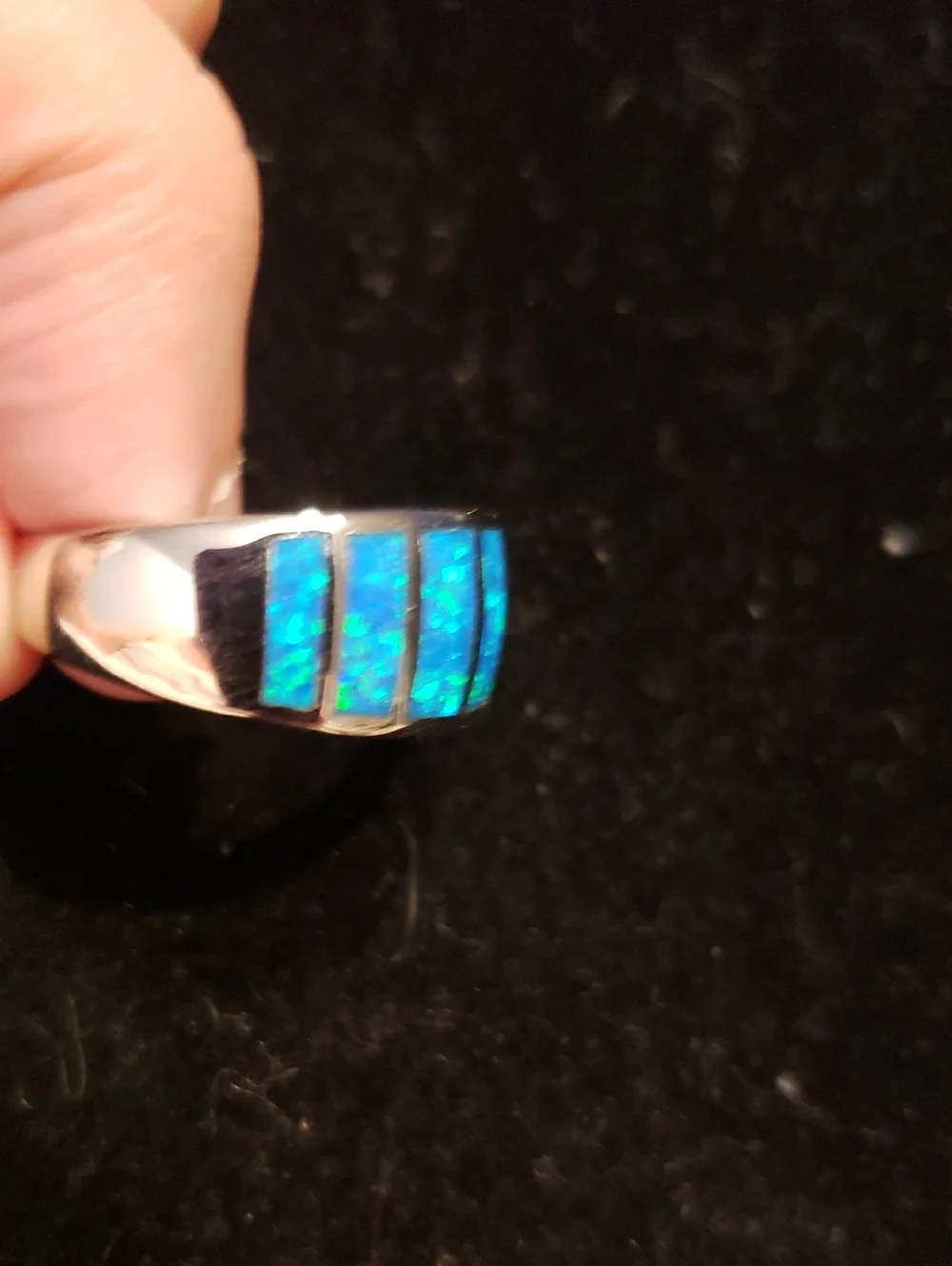 NEW SZ 9 Sterling Opal, Created, Stamped 925 Hallmark, Inlay Opal In Silver, - Picture 4 of 7